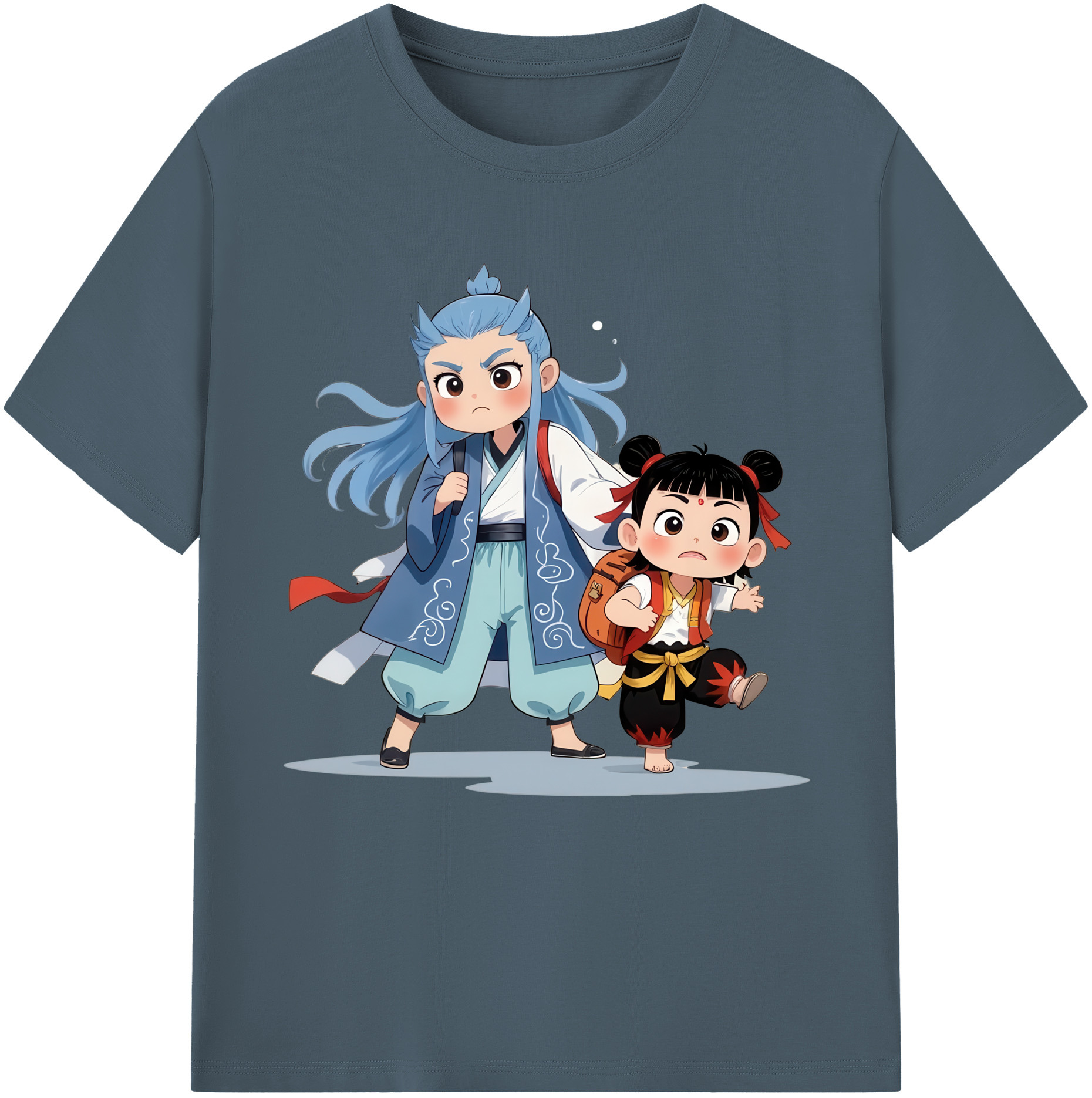 （画像用） Ne Zha 2 ナタ 魔童の大暴れ 綿100％半袖Tシャツ（フロントプリント）
